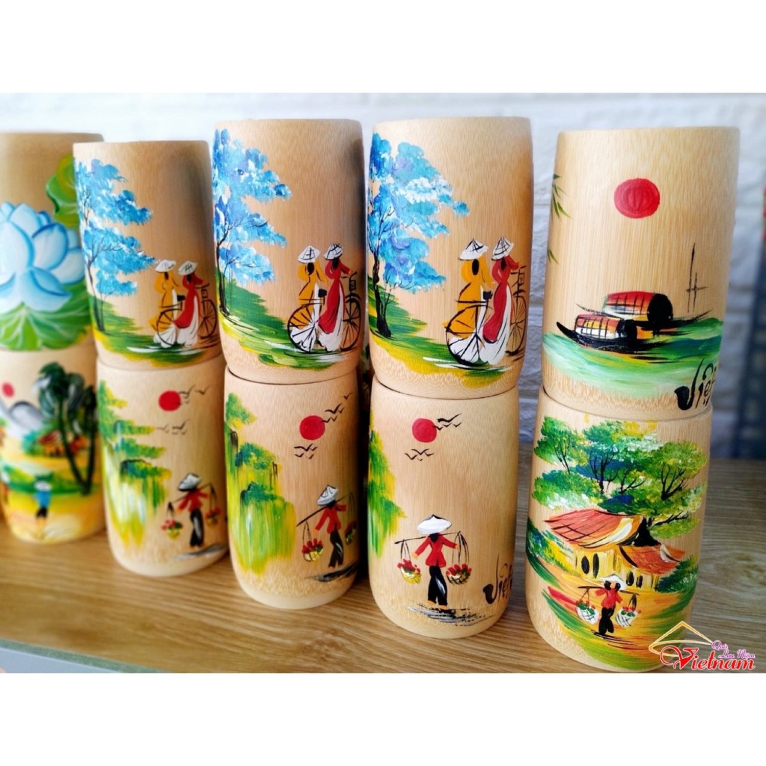 Ly tre vẽ Việt Nam (cao 12cm)