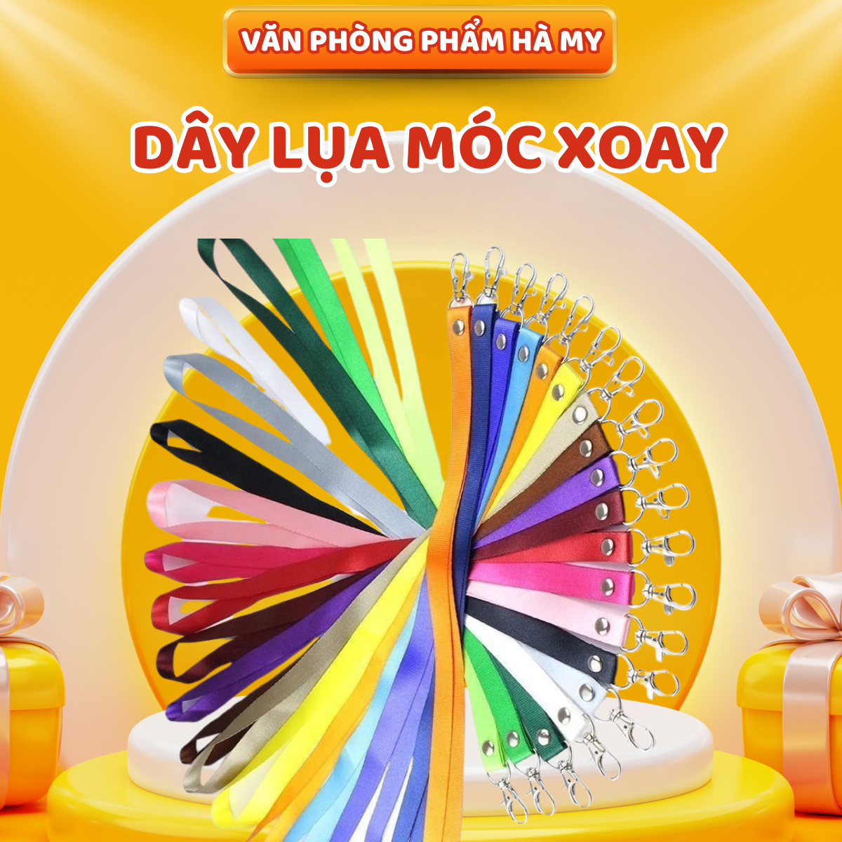 Dây lụa đeo bảng tên móc xoay