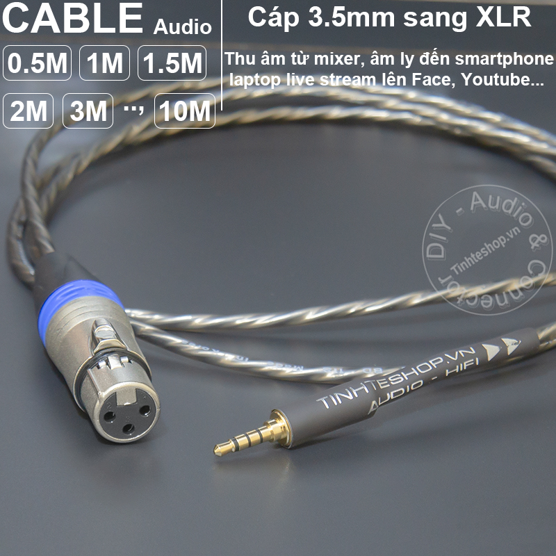 3.5mm 4-pole to XLR social media live-streaming and recording cable DIY female 0.5 to 10 meters