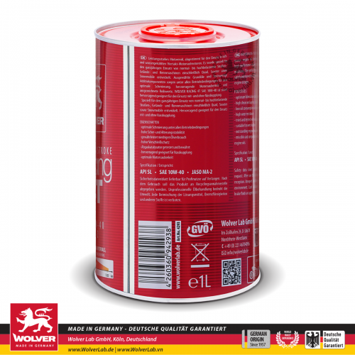 Wolver Racing 10W40 800ml - Nhớt xe máy cao cấp Nhập Đức
