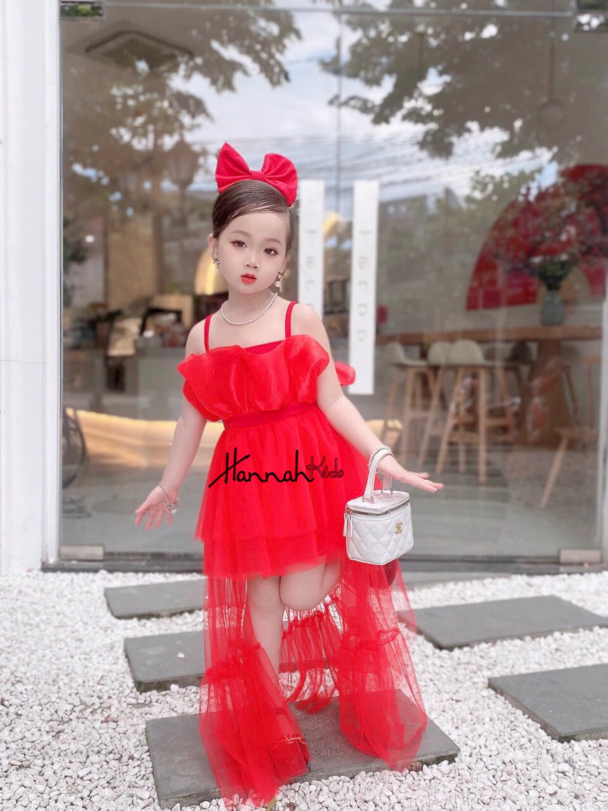 Đầm công chúa đuôi cá cho bé 10-39kg, váy công chúa dự tiệc 2 dây màu đen đuôi cá cho bé hannah kids