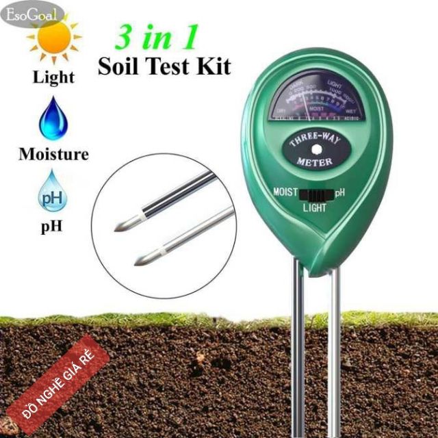 Máy đo PH đất - Máy đo độ ẩm đất 3 trong 1 ( Cảm biến Độ ẩm, Ánh sáng, PH )