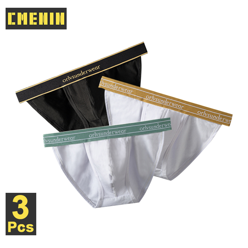 [CMENIN Official Store] ORLVS 3Pcs Cotton Threadwork Soft Underwear Men Jockstrap Ins Style Briefs Mens Underpants Freegun OR6220