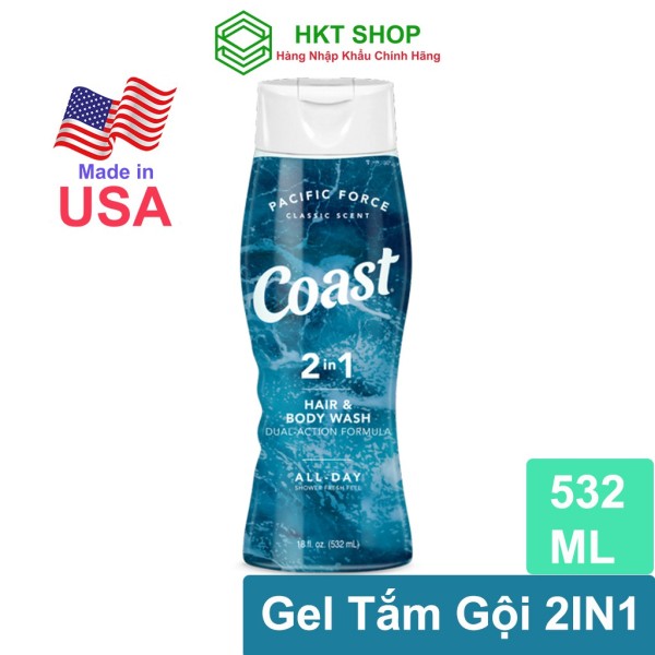 Dầu tắm gội Coast 2IN1 Hair & Body Wash 532ml - HKT Shop