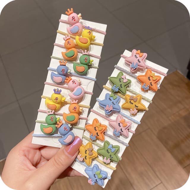 Dây buộc tóc siêu xinh dễ thương cho bé gái (set vỉ 10 chiếc)