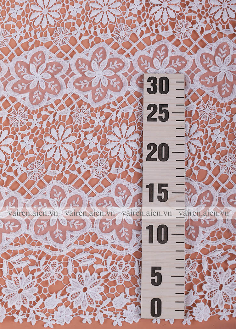 Vải ren chỉ cotton gam màu trắng  AXD1121 (GIÁ BÁN THEO TẤM)