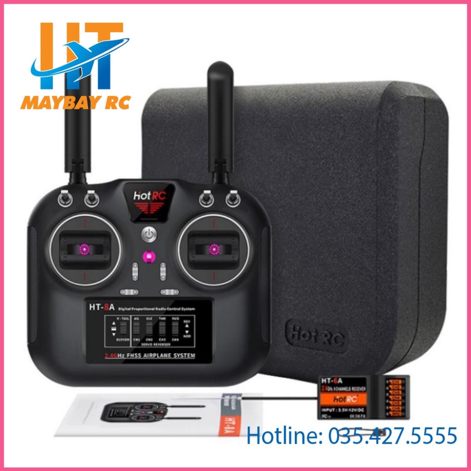 Bộ điều khiển tx,rx hotrc ht - 8a 2.4g cho máy bay su27