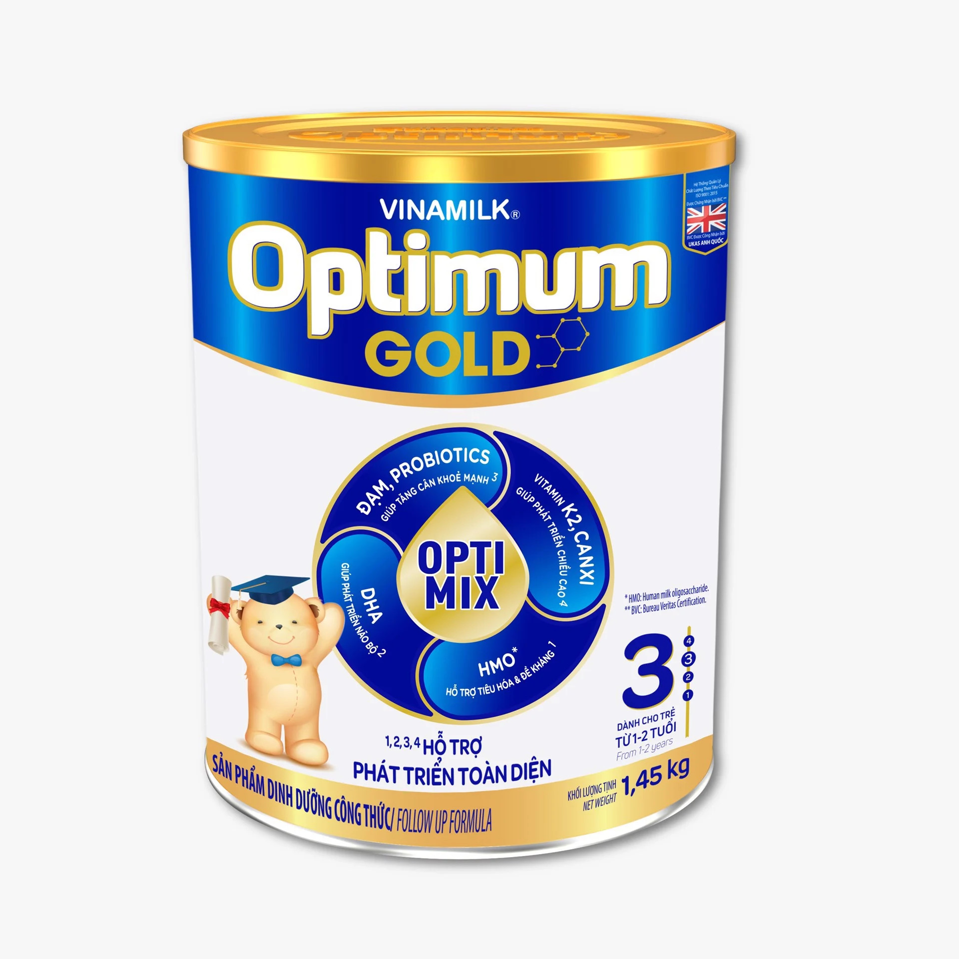 (Mẫu Mới) COMBO 2 HỘP SỮA BỘT VINAMILK OPTIMUM GOLD 3 1.45KG.