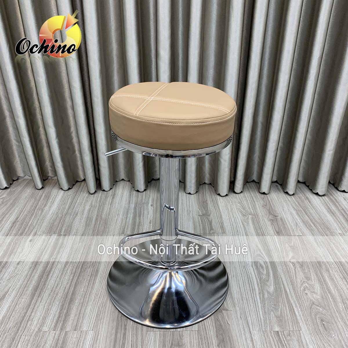 Ghế xoay quầy bar, ghế bán hàng chân cao điều chỉnh 60-80cm, xoay 360 độ có gác tiện lợi, di chuyển dễ dàng