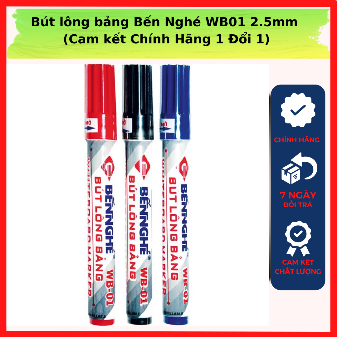 Bút Lông Bảng Bến Nghé WB01/WB08 2.5mm (XANH/ĐỎ/ĐEN)
