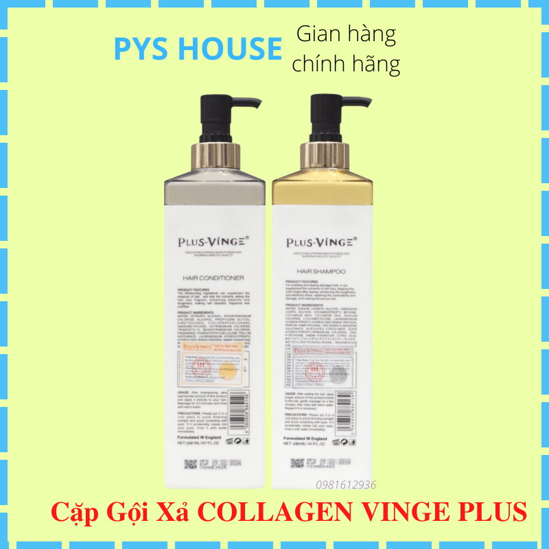 DẦU GỘI XẢ PHỤC HỒI KÍCH MỌC TÓC VINGE COLLAGEN HÀNG AUTH 1000MLx2