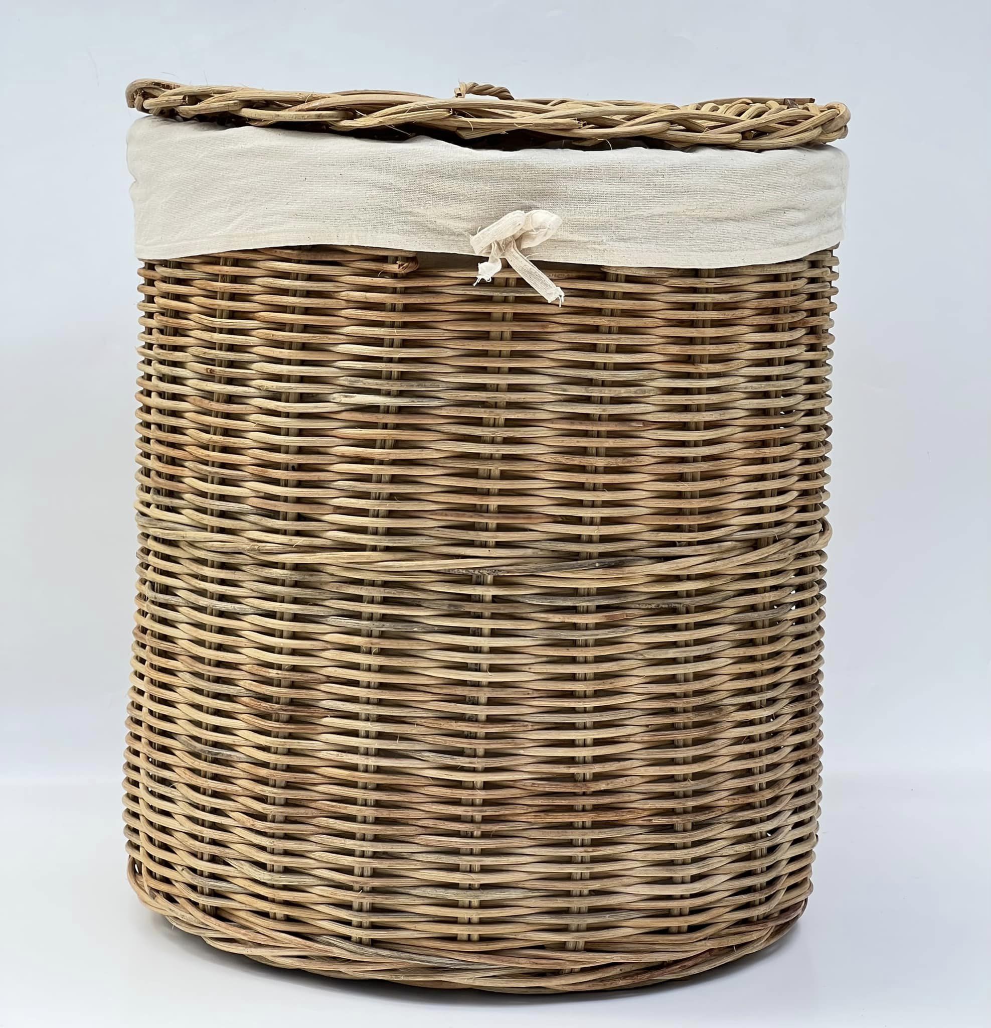 Sọt mây đựng đồ giặt có nắp (hình trụ tròn)