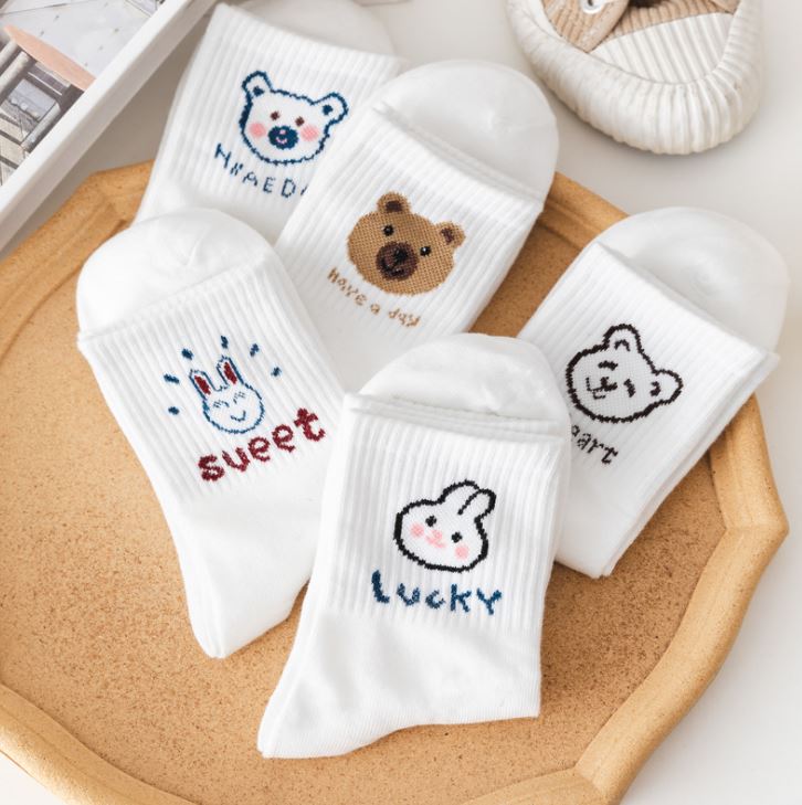 Set 5 Đôi Tất Vớ Cao Cổ Nữ Mix Gấu SS2