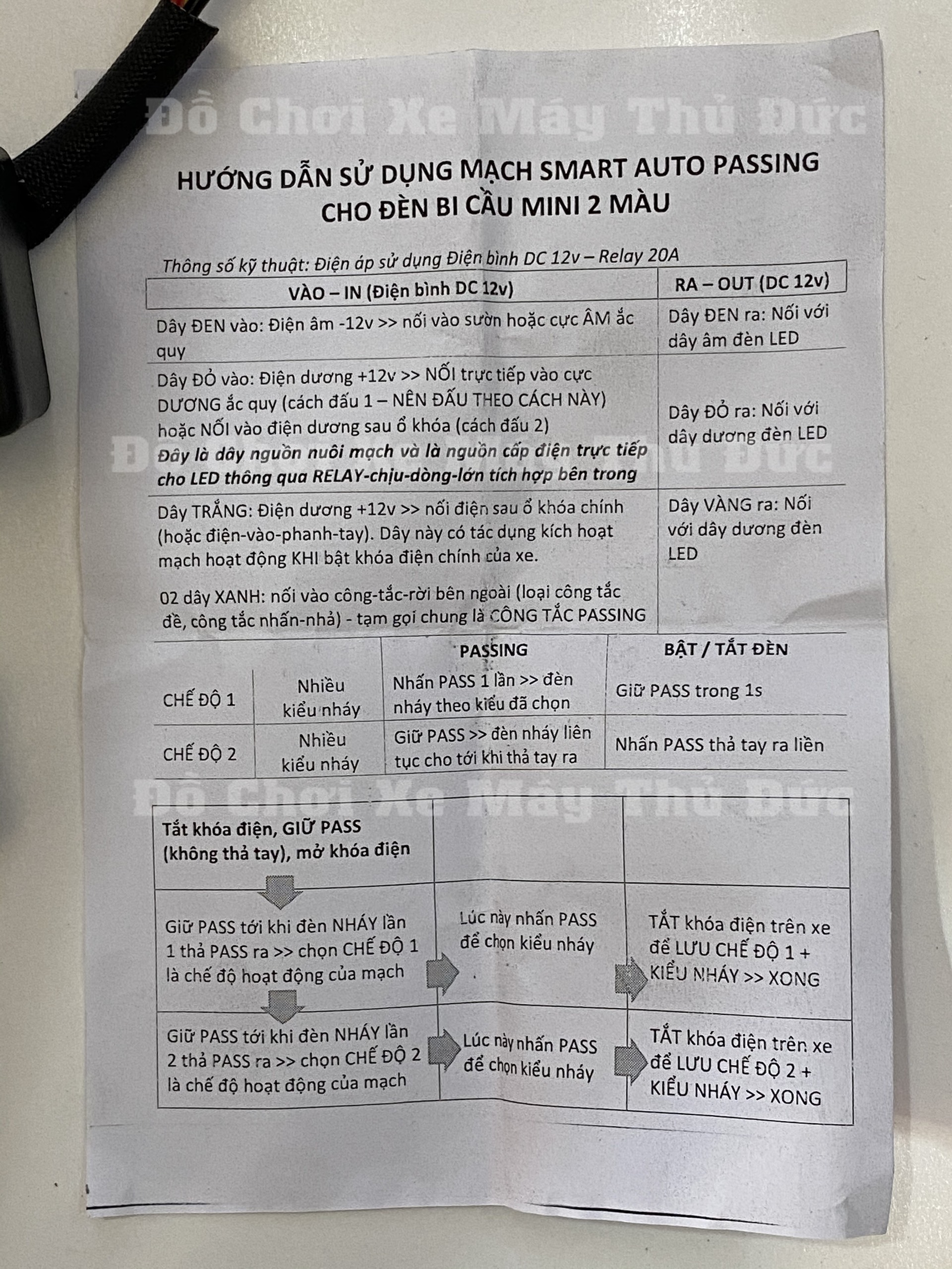 Mạch Auto Passing cho đèn trợ sáng 2 màu