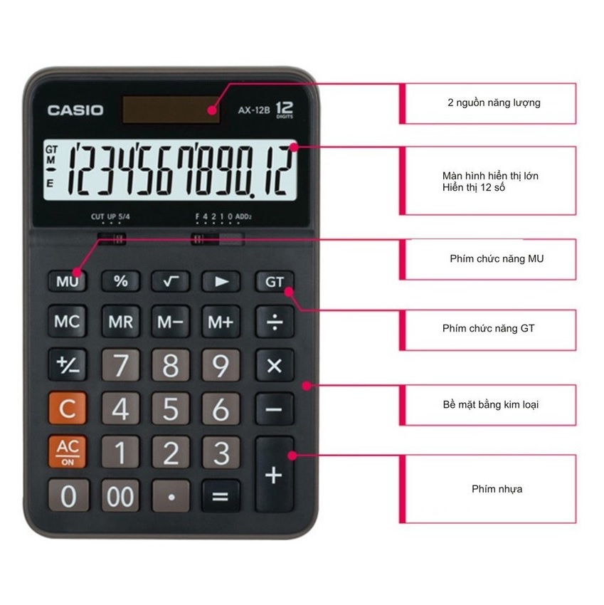 Máy tính Casio AX-12B - Chính Hãng Bitex, Bảo hành 7 năm