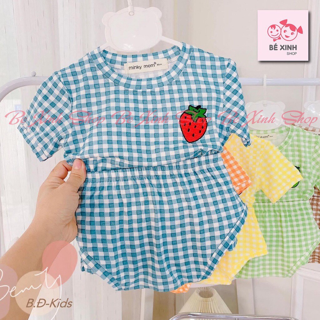 Minky Mom Bộ chip cộc tay cho bé trai bé gái Đồ bộ bé trai gái quần áo trẻ em thun lạnh mát họa tiết CHIP CARO