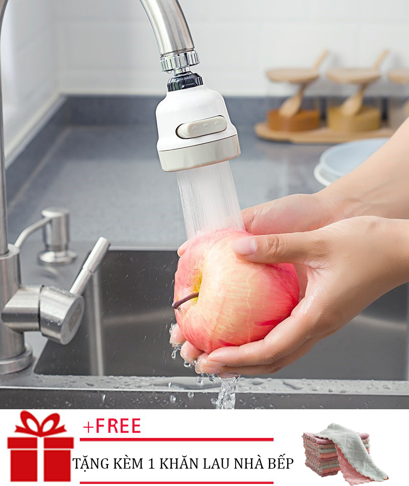 [ TẶNG KHĂN LAU NHÀ BẾP ] Đầu vòi rửa chén bát tăng áp, điều hướng xoay 360 độ, 3 chế độ, tiết kiệm nước, phù hợp với nhiều loại vòi- dau voi tang ap