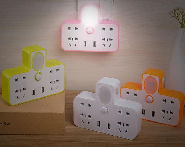 Bộ Chia Ổ Điện 2 Cổng USB Có Đèn
