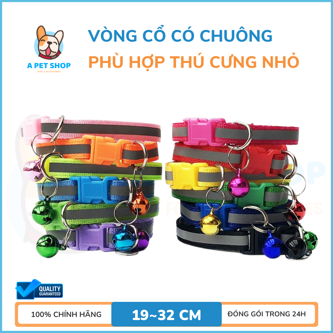 Vòng Cổ Cho Chó Mèo Nhỏ Dưới 5kg Phản Quang Giao màu ngẫu nhiên - A Pet