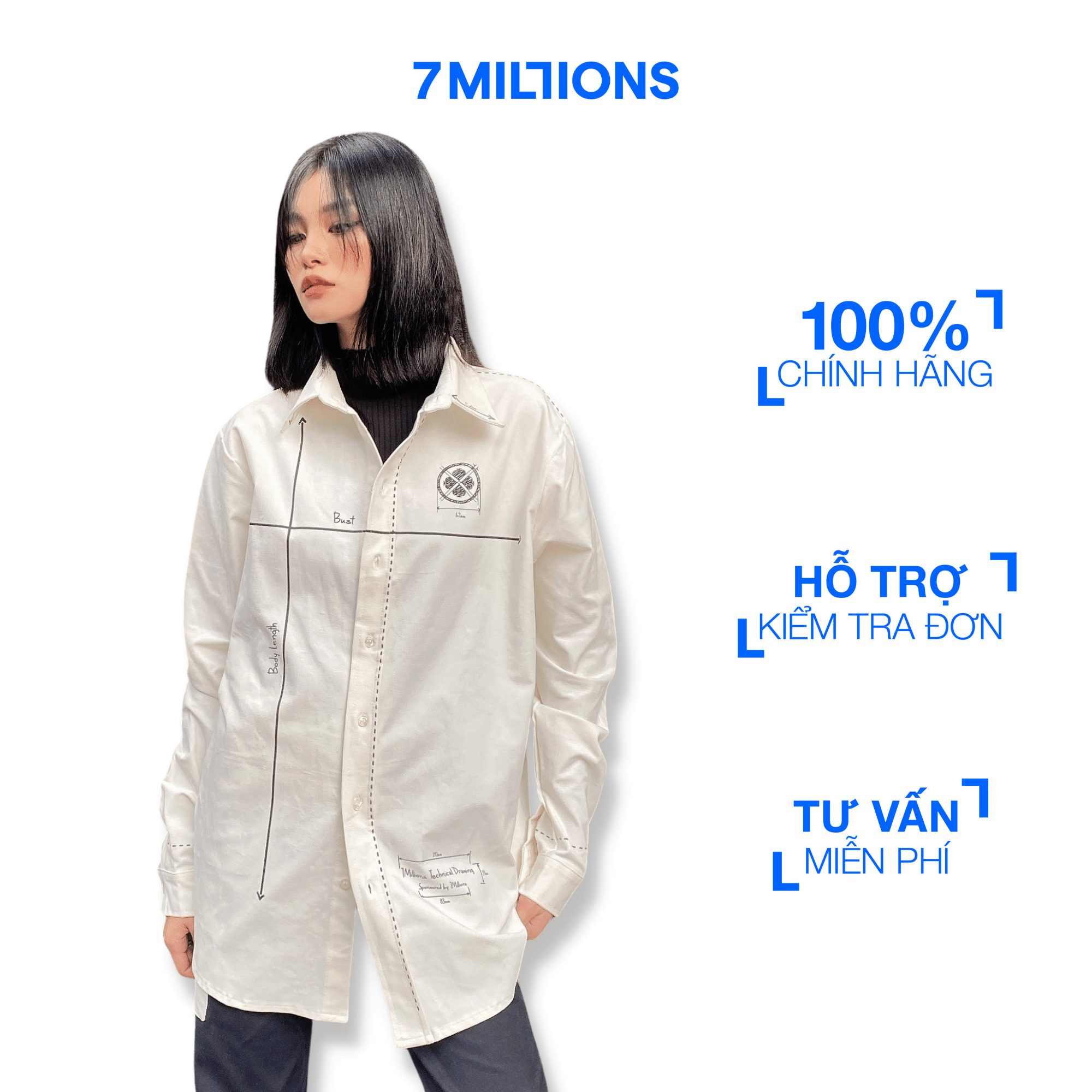7MILLIONS Áo sơmi Prototype / Màu trắng / Tặng kèm Box