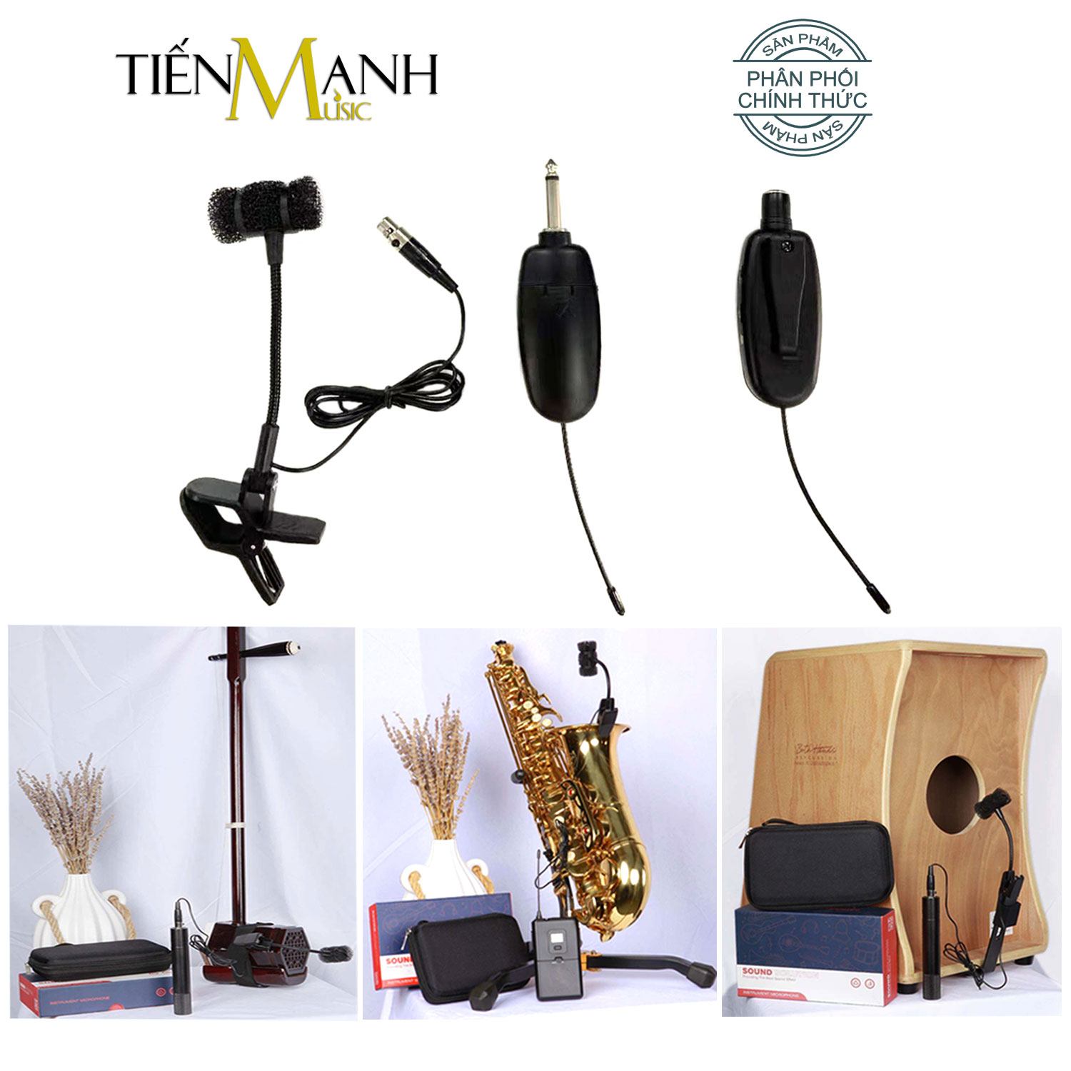 Micro không dây có kẹp cho kèn, sáo, nhị, saxophone, nhạc cụ mic wireless microphone dr.mic w8-8+813