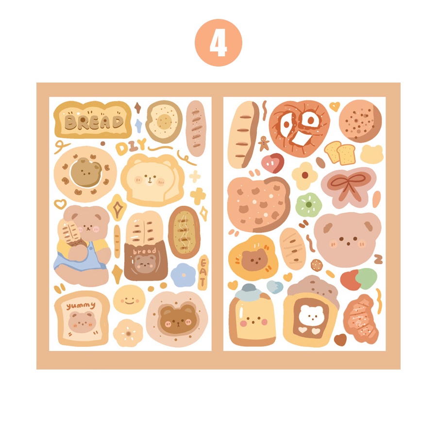 Set 2 tấm sticker, nhãn dán hoạt hình dễ thương