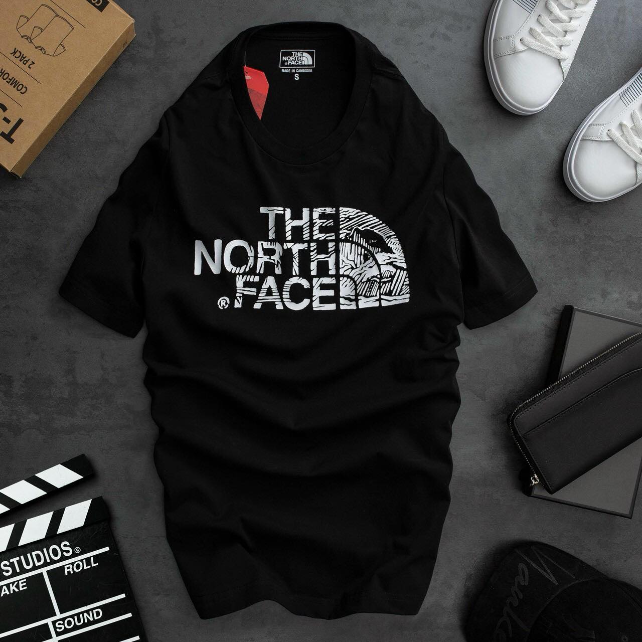 Áo thun tnf vnxk cổ tròn màu trắng đen chất cotton 4 chiều mềm đẹp - shop lastore