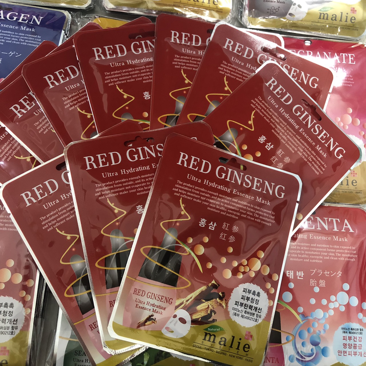 [HCM]Combo 10 Mặt nạ Hàn Quốc nhân sâm đỏ Malie RED GINSENG Mask