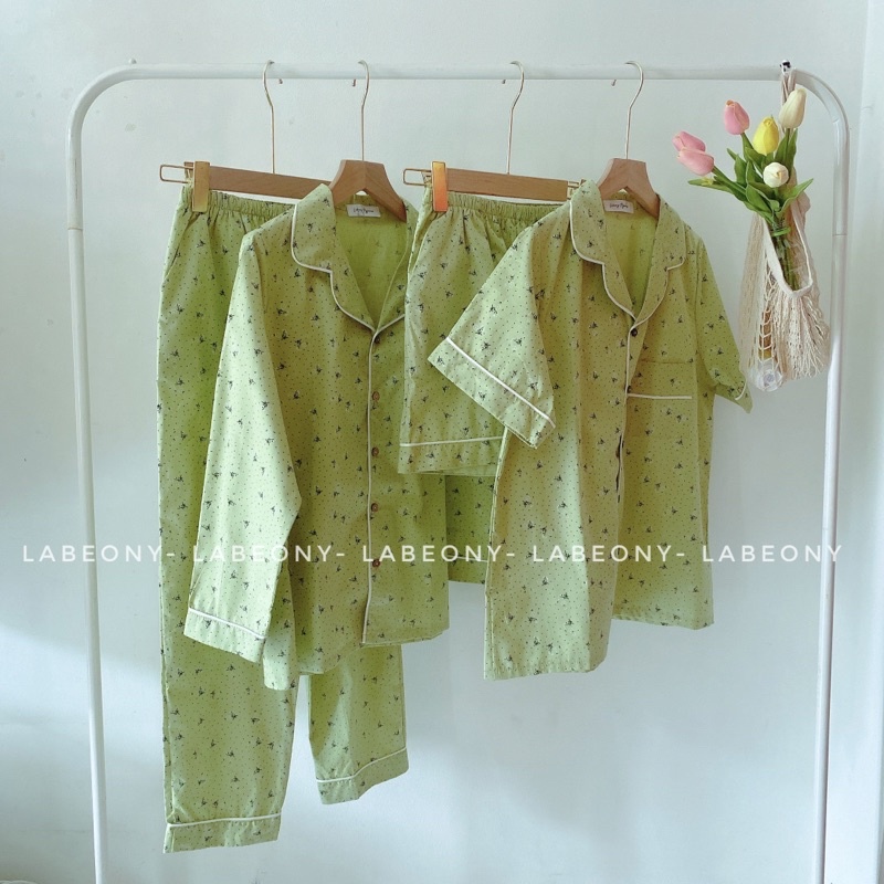 Pyjama thô Cotton-bộ mặc nhà mềm mát Labeony