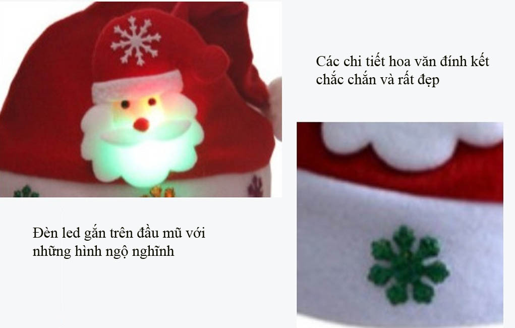 MŨ NOEL CÓ ĐÈN LED CHỚP NHÁY