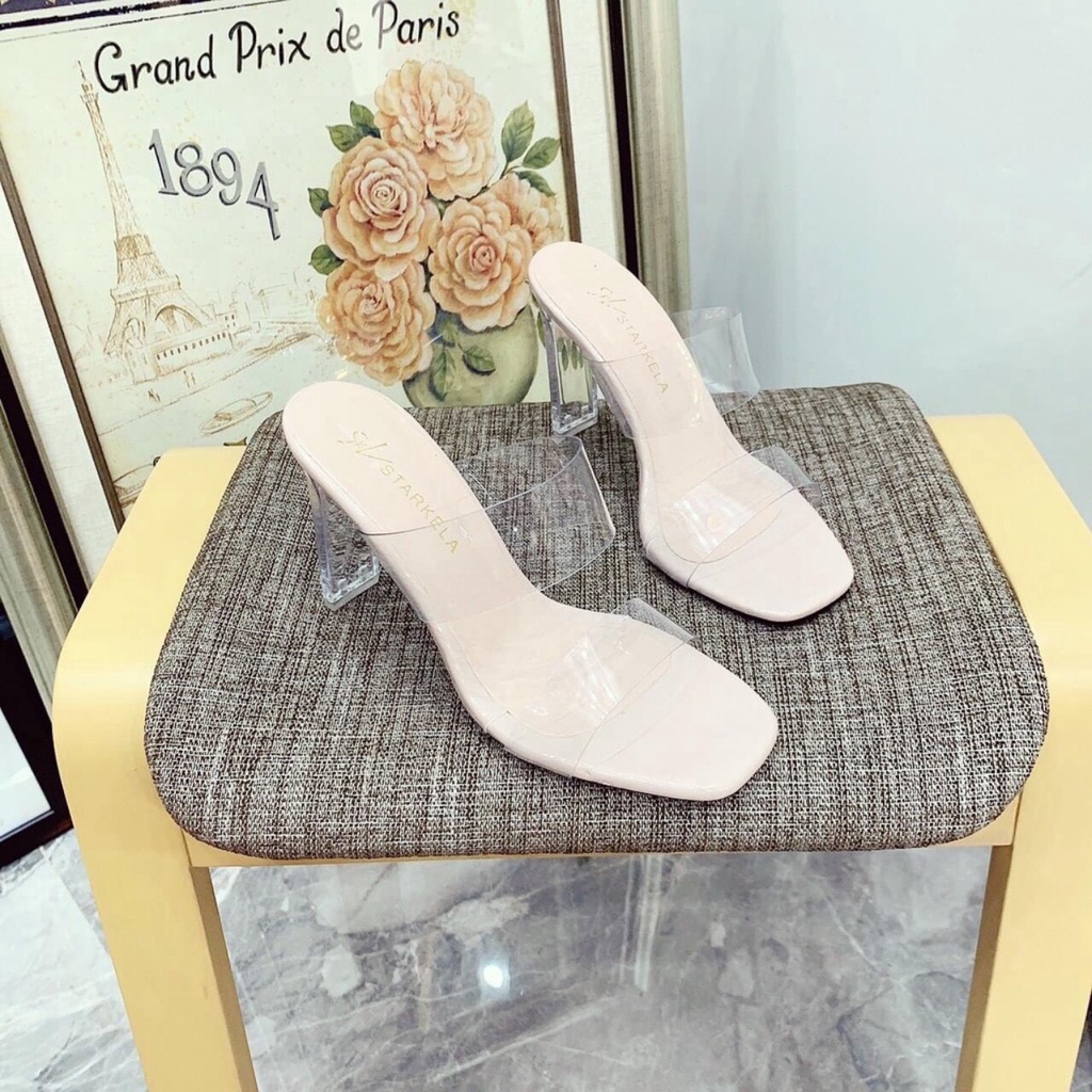 Dép guốc nữ cao gót 7cm gót trong cực đẹp 102