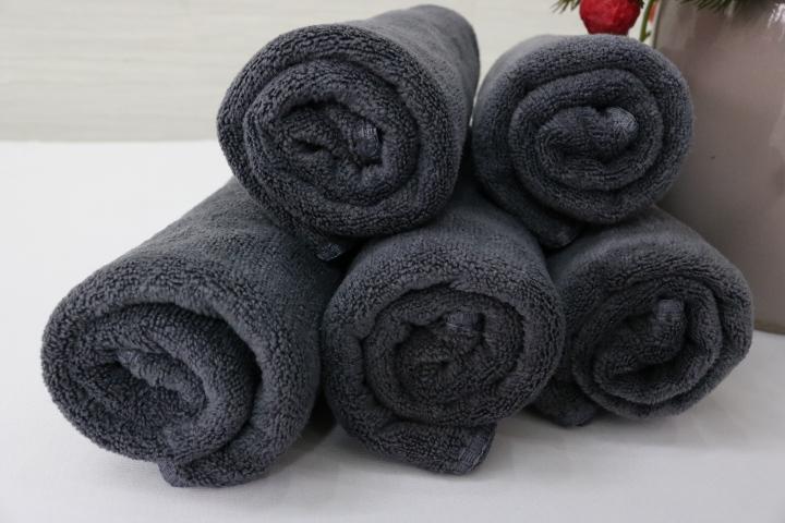 Combo 5 Khăn Mặt, Khăn Quấn Tóc Spa Microfiber Nam Phong Màu Xám 35*75cm