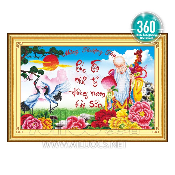 Tranh đính đá Mừng Thọ ms 77236