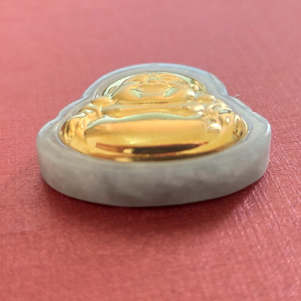 Mặt dây chuyền PHẬT đá xanh mạ vàng 18k