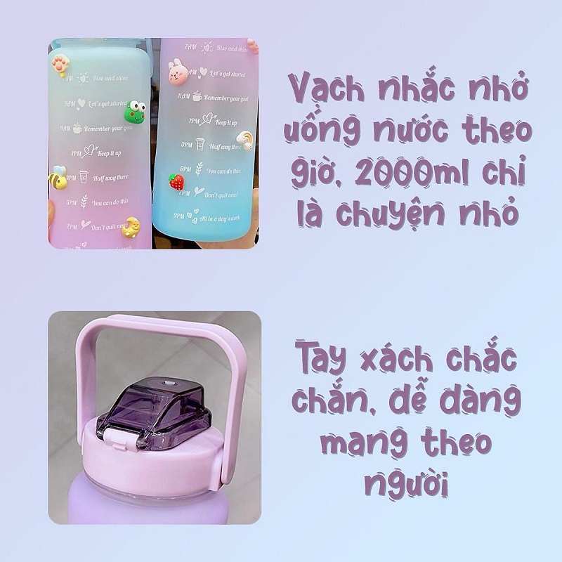 Bình nước 2 lít có vạch báo giờ, Bình nước 2 lít chia vạch