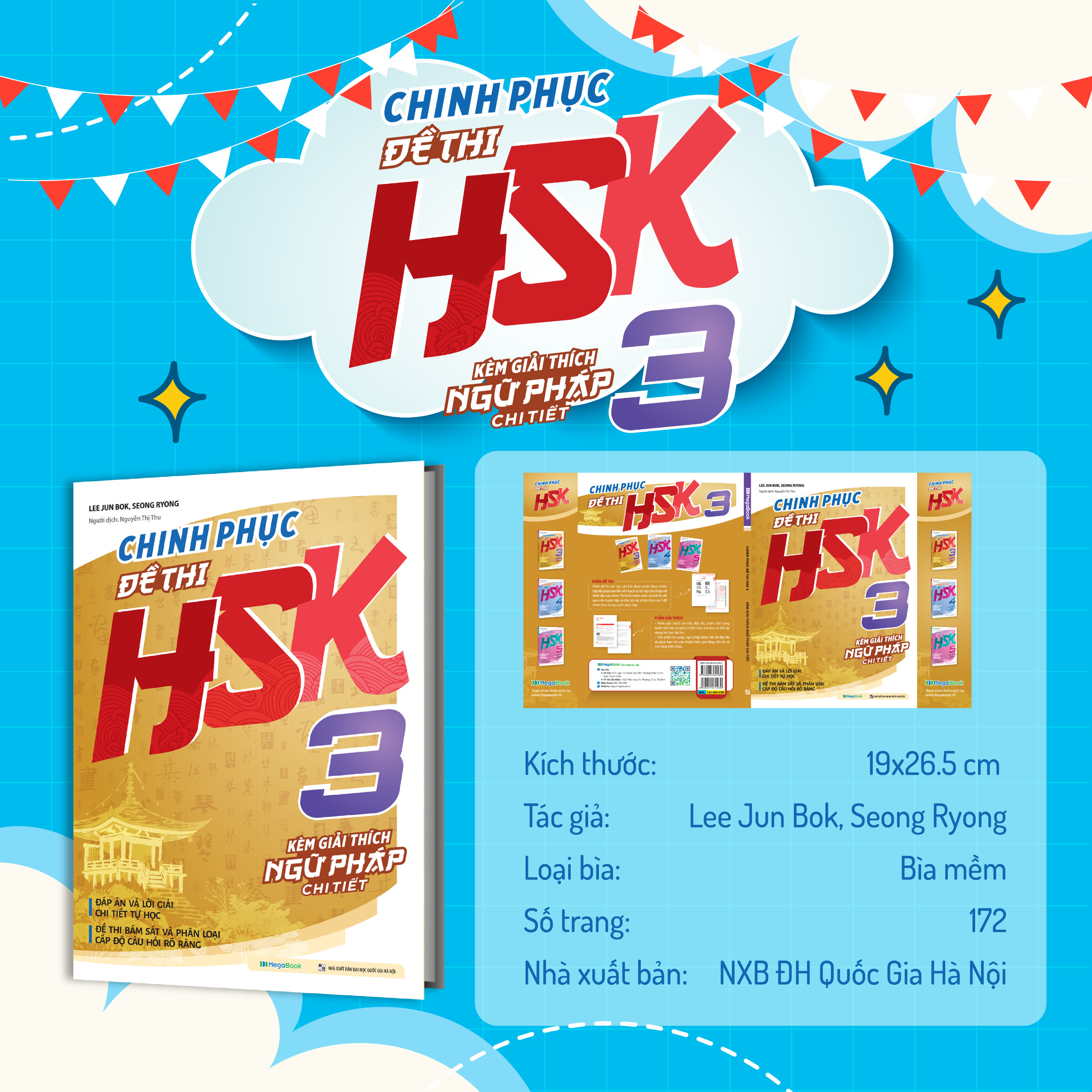 Sách Chinh phục đề thi HSK 3 (Kèm giải thích ngữ pháp chi tiết)