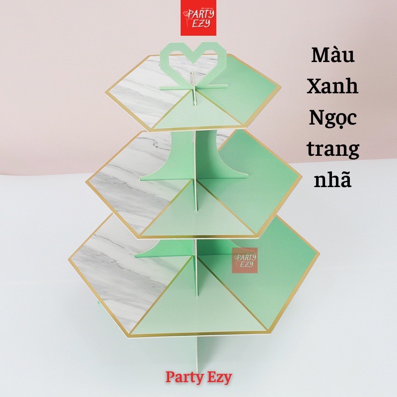 KỆ THÁP BÁNH CUPCAKE 3 TẦNG MÀU CẨM THẠCH