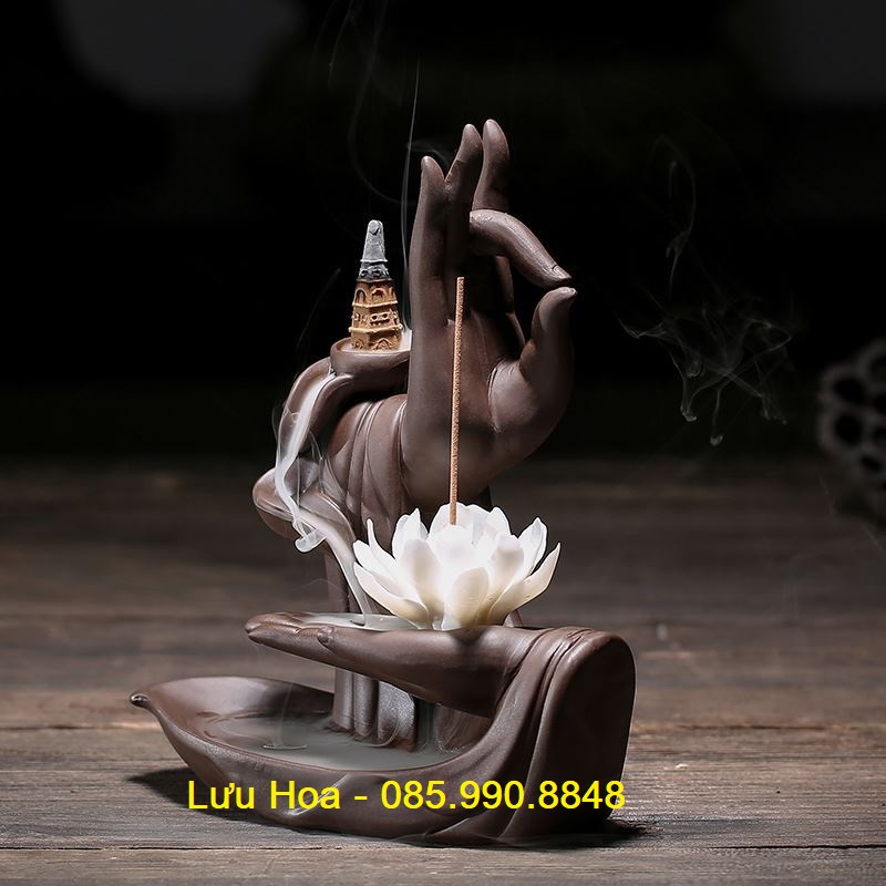 Thác Khói Trầm Hương Thác Trầm Khói Ngược Cao Cấp - Bàn Tay Phật Đà - Hút tài lộc, thư giãn, thưởng trà, thiền định