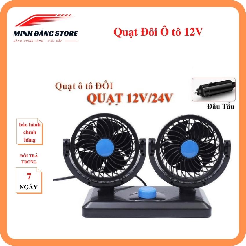 Quạt đôi 12v cho ô tô, quạt mini trên ô tô, nguồn cắm tẩu, xoay 360 độ, chất liệu nhựa abs an toàn thân thiện môi trường, quạt thông gió, quạt đôi mini 12v