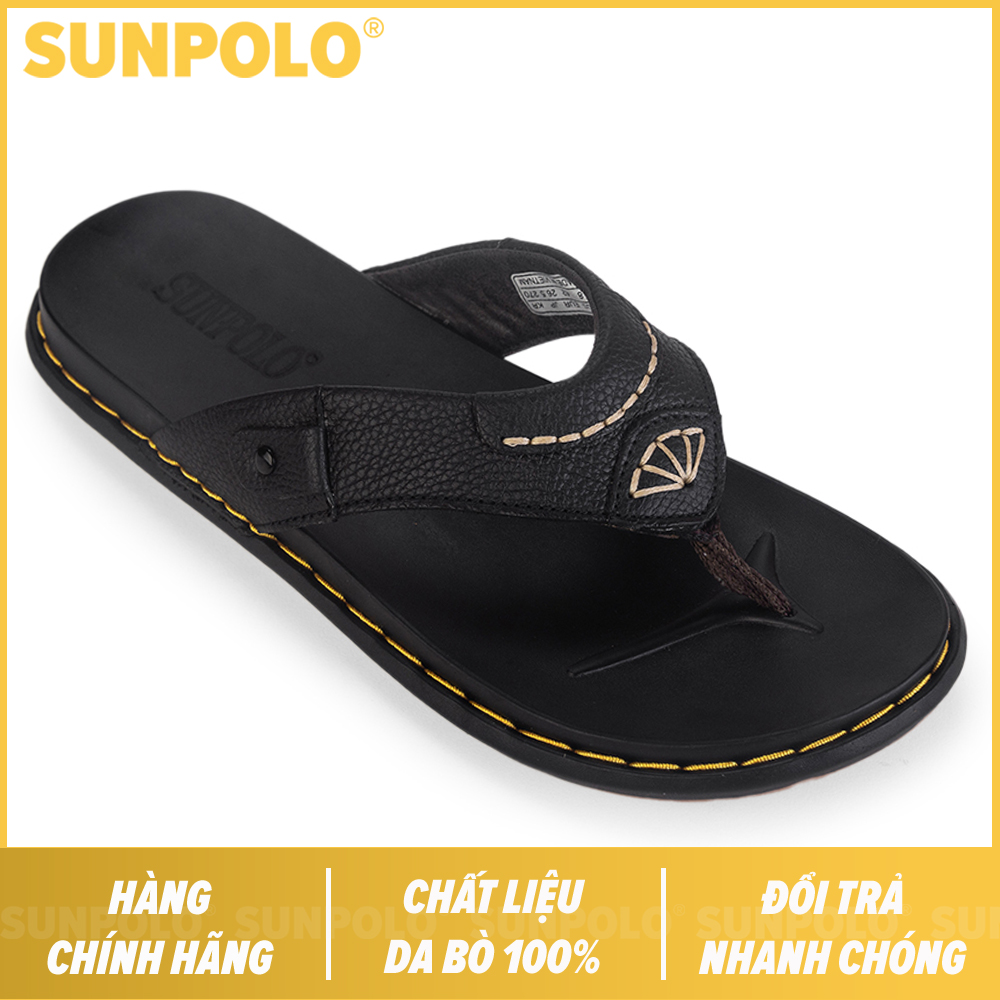 Dép nam dép kẹp xỏ ngón da bò sunpolo kep205