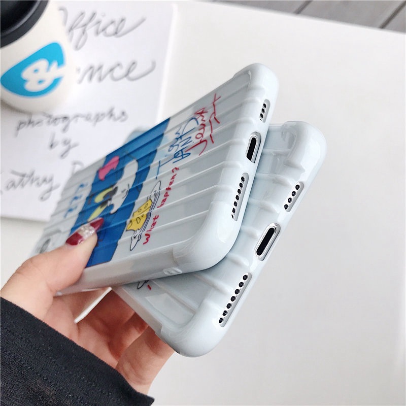 Ốp Lưng Iphone 7 plus, 8 plus Vali Vân Nổi