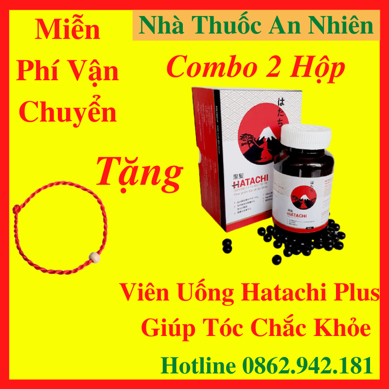 [Miễn Phí Ship] [Combo 2 Hộp] Hatachi Plus  {Tặng Vòng Tay May Mắn]  HATACHI PLUS hỗ trợ bạc tóc rụng tóc sinh lực yếu - AN001