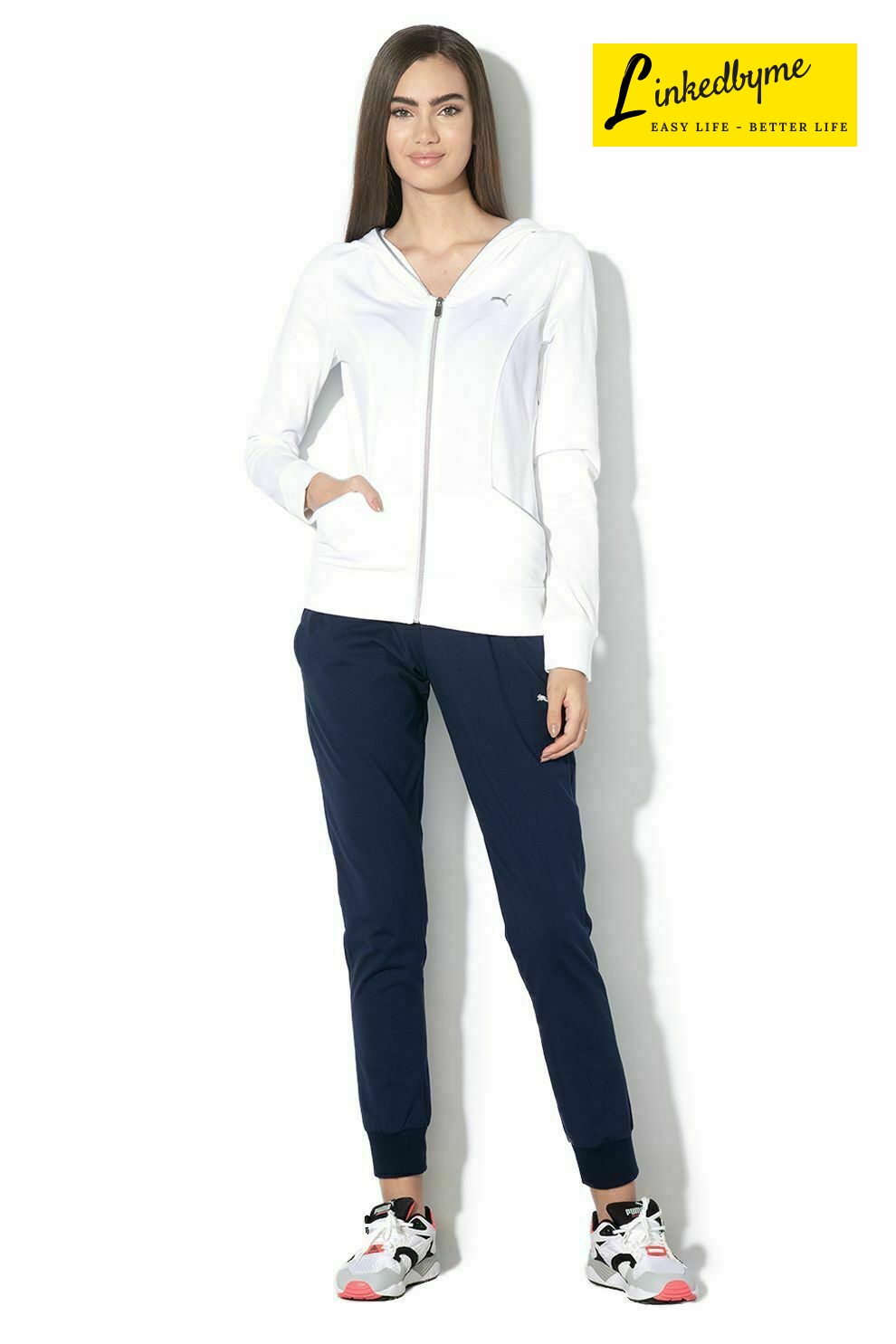 [HCM]BỘ ĐỒ THỂ THAO NỮ PUMA MÀU TRẮNG - XANH ĐẬM