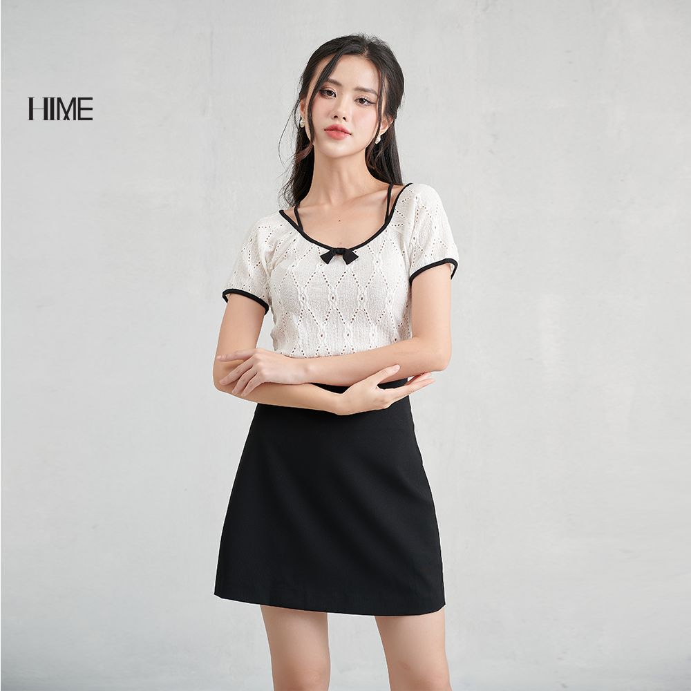 Áo viền đen đính nơ HIME H061BF1A2223