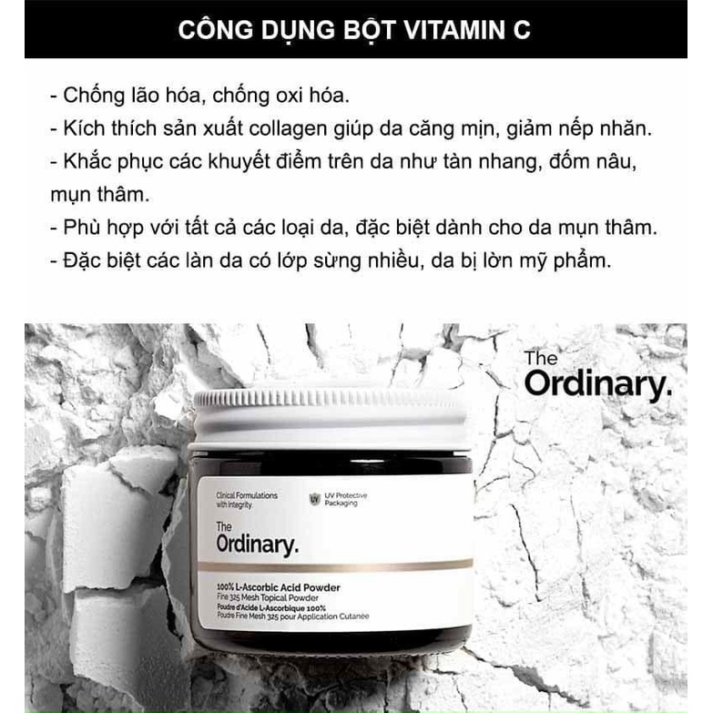 [CANADA FULL SIZE] Bột Vitamin C 100% L-Ascorbic Acid Powder - The Ordinary 20G