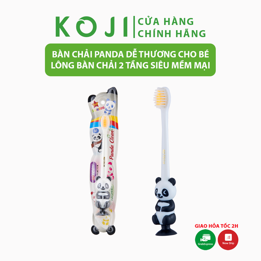 Bàn chải đánh răng trẻ em hình gấu trúc EQ Tech Junior Panda bàn chải cho bé đầu bàn chải siêu mềm bảo vệ nướu và lợi