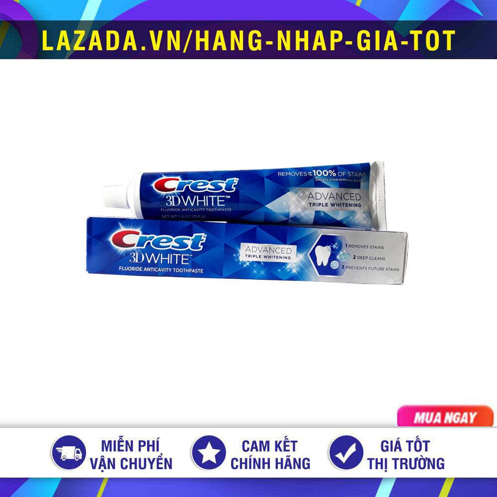 (Date 2026) HOÀN TIỀN 15% - KEM ĐÁNH RĂNG CREST 3D WHITE ADVANCED TRIPLE WHITENING MỸ 147G