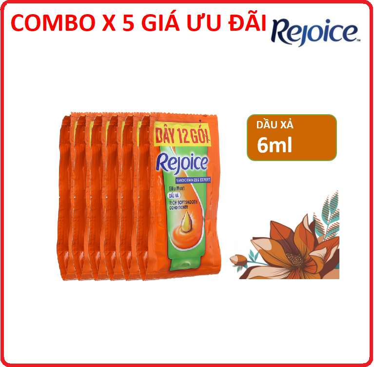 Combo 5 dây dầu xả rejoice siêu mượt 6ml x 10 gói