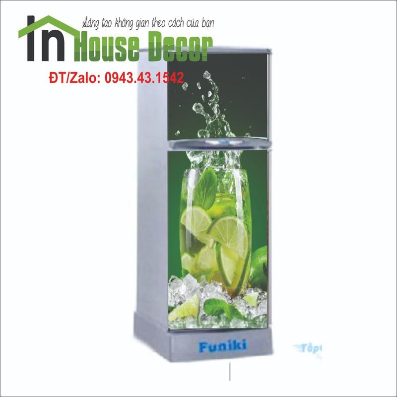 Tranh dán tủ lạnh Decan dán tủ lạnh 3d cốc nước chanh