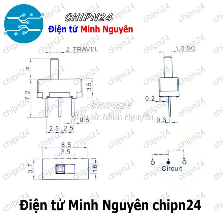 [5 cái] (K84) Công Tắc Gạt SS12D00 G6 1P2T (3 chân 2 vị trí Thẳng) - HH004130